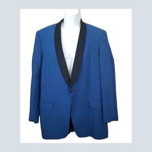 Vintage 1960s After Six Tuxedo Jacket Blue Black Men's Size 42L 33" Sleeves